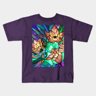 Stained Glass Lotus Flowers Kids T-Shirt